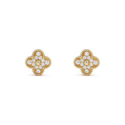 [basloveJW]CLOVER MEDIUM 1 MOTIFS VOLLE DIAMANT-OHRRINGE