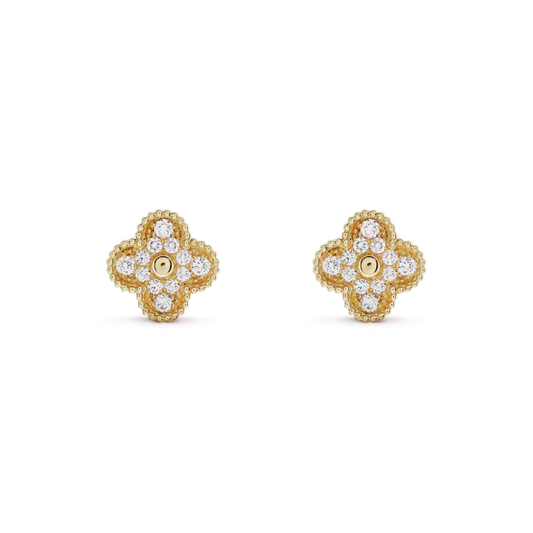 [basloveJW]CLOVER MEDIUM 1 MOTIFS VOLLE DIAMANT-OHRRINGE