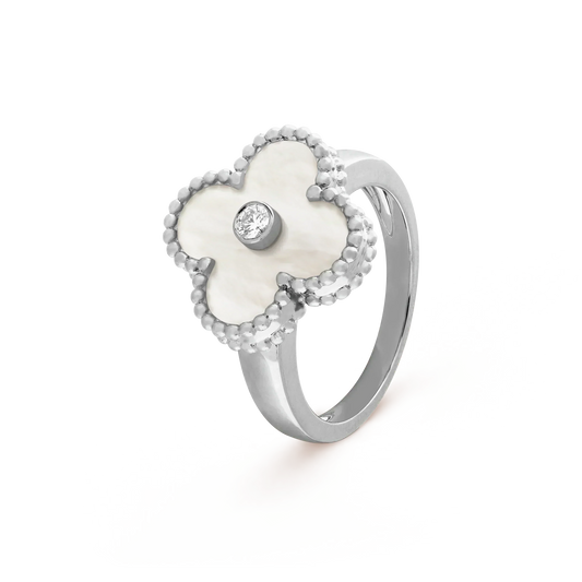 [basloveJW]CLOVER SILBER-MOP-DIAMANTRING