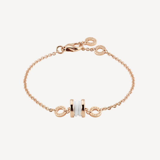 [AURORA]ZERO 1 SOFT PINK GOLD AND WHITE CERAMIC BRACELET