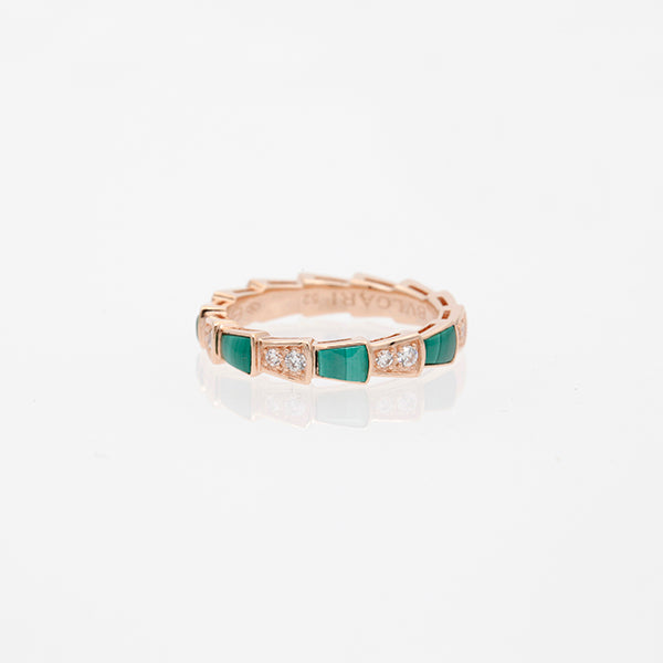 [AURORA]SERPENTI RING PINK GOLD MALACHITE DIAMOND 3MM