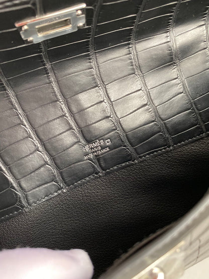 KELLY CUT 31 IN BLACK ALLIGATOR LEATHER WITH SILVER HARDWARE (MADE-TO-ODER)