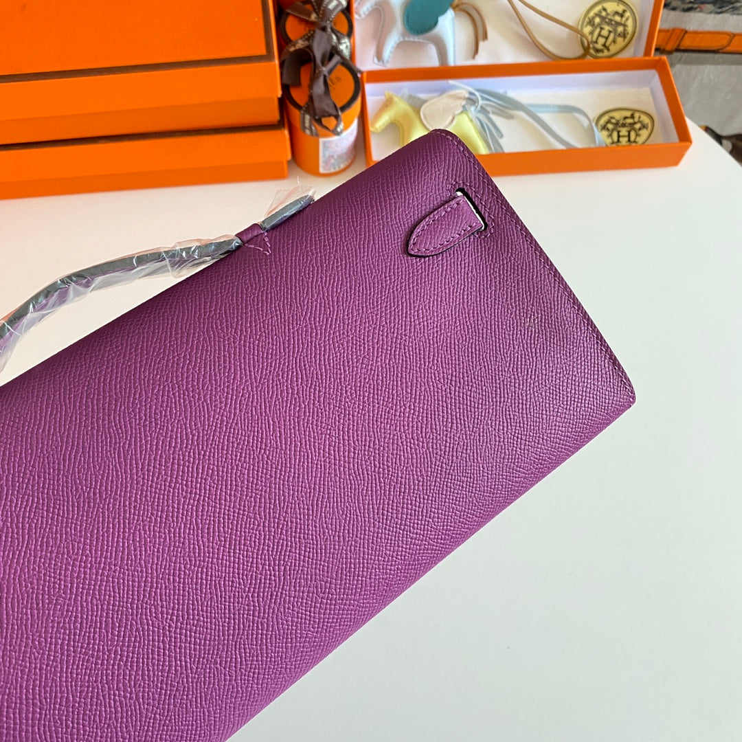 KELLY CUT 31 IN VIOLET PURPLE CALFSKIN WITH GOLD HARDWARE