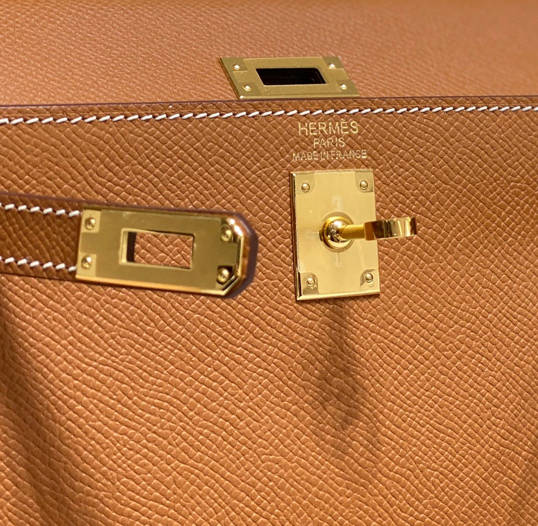 KELLY MINI 20 BAG IN BRONZE BROWN CALFSKIN WITH GOLD HARDWARE (MADE-TO-ODER)