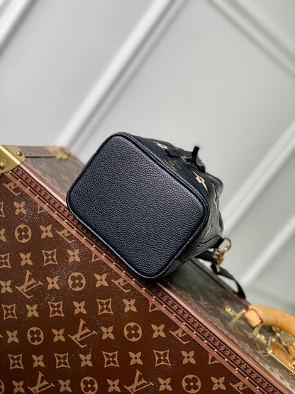 NANO NOÉ 16 IN BLACK BEIGE BICOLOR MONOGRAM EMPREINTE CALFSKIN
