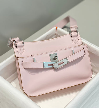 HM JYPSIERE SHOULDER BAG 23 IN BABY PINK CALFSKIN