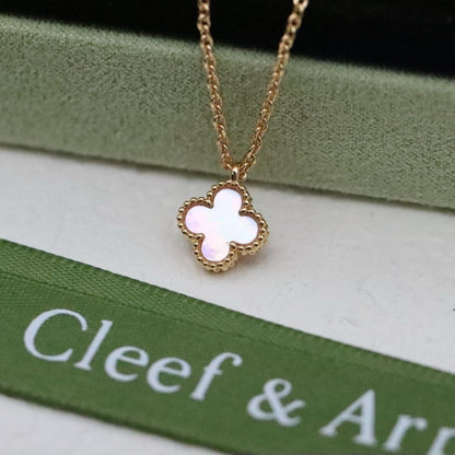 [basloveJW]CLOVER 9,5MM ROSA PERLMUTT-HALSKETTE