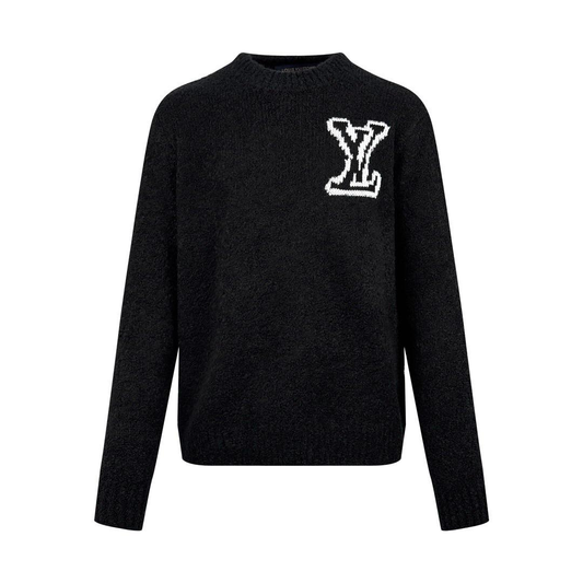 Black Crew Neck Sweater With Letters