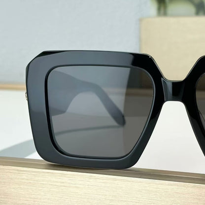 Square-framed Snake-patterned Black-rimmed Sunglasses