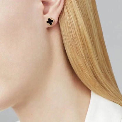 [basloveJW]CLOVER MINI 9,5MM SCHWARZE MOP-OHRRINGE