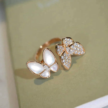 [basloveJW]ZWILLINGS-DIAMANT-MOP-RING MIT SCHMETTERLING