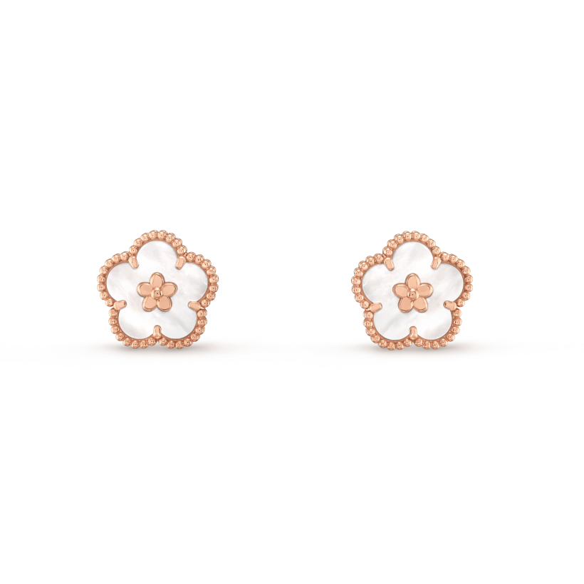 [basloveJW] GLÜCKLICHE ROSA GOLD WEISSE MOP OHRRINGE 