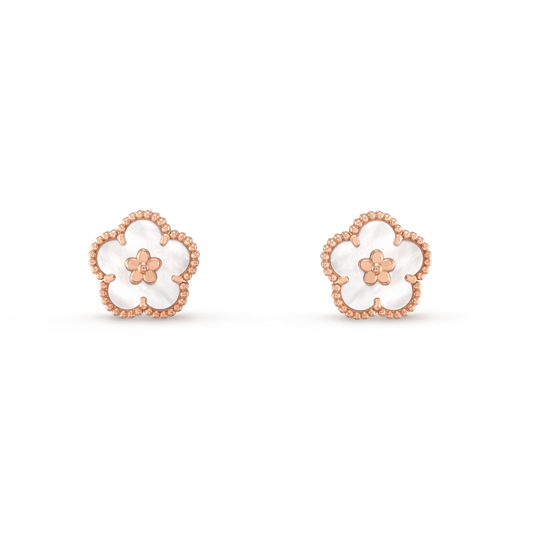 [basloveJW] GLÜCKLICHE ROSA GOLD WEISSE MOP OHRRINGE 