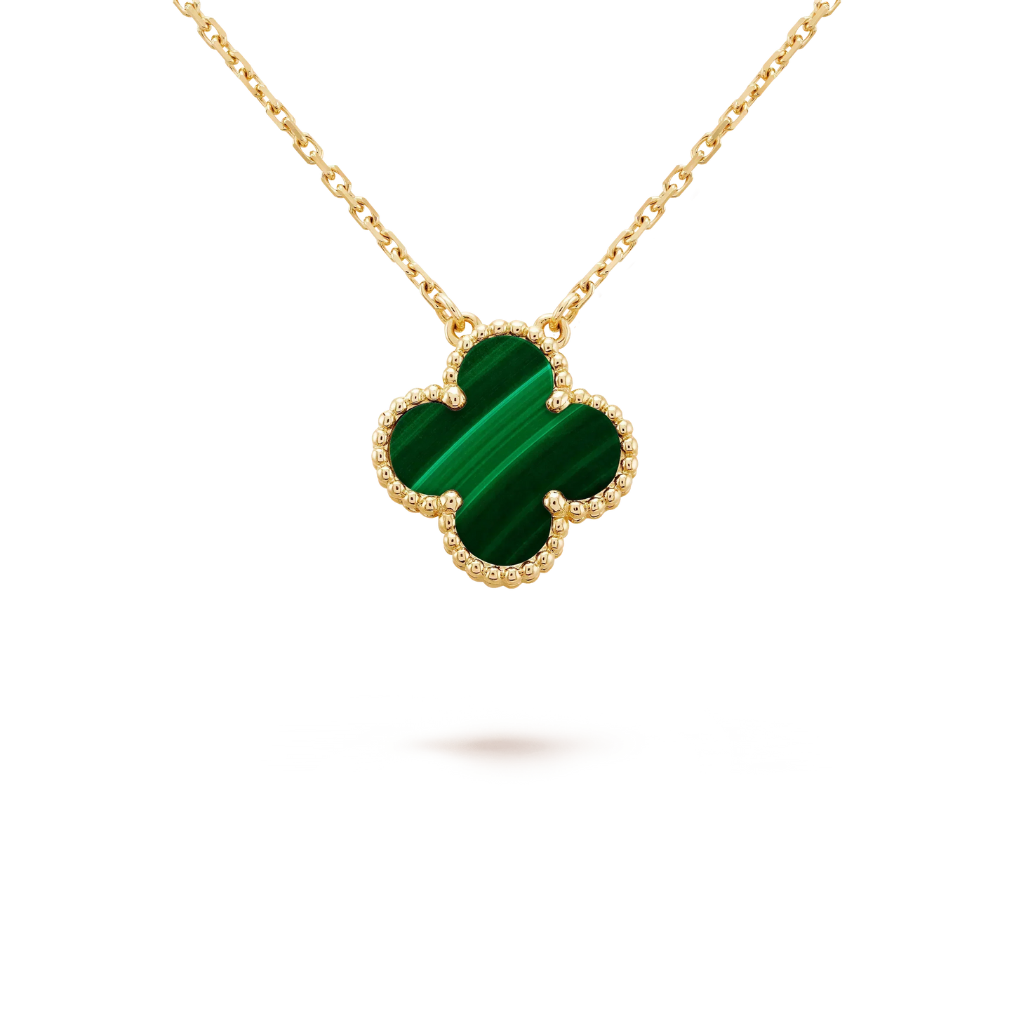 [AURORA]CLOVER 15MM MALACHITE SINGLE FLOWER  NECKLACE