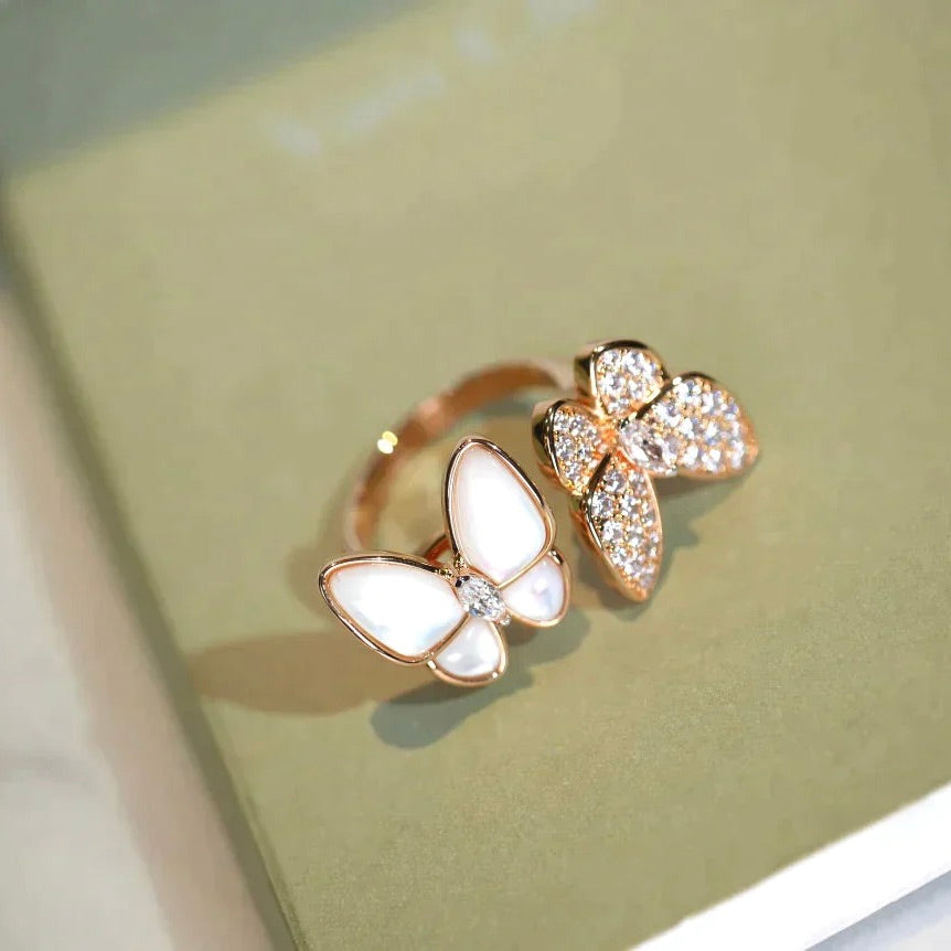 [basloveJW]ZWILLINGS-DIAMANT-MOP-RING MIT SCHMETTERLING