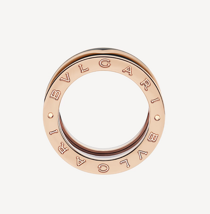 [AURORA]ZERO 1 TWO-BAND WITH MATTE BLACK CERAMIC PINK GOLD RING
