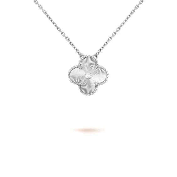 [basloveJW]CLOVER 15MM DIAMANT LASER HALSKETTE SILBER