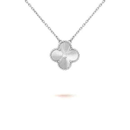 [basloveJW]CLOVER 15MM DIAMANT LASER HALSKETTE SILBER