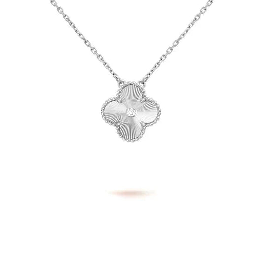 [basloveJW]CLOVER 15MM DIAMANT LASER HALSKETTE SILBER