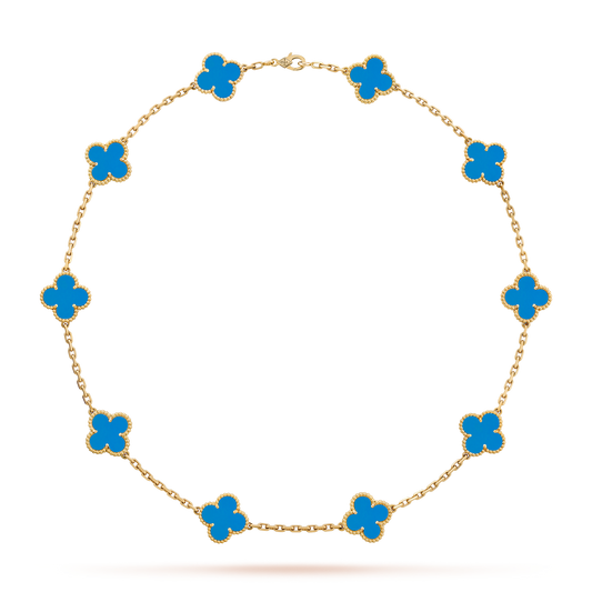 [AURORA]CLOVER 10 MOTIFS BLUE AGATE NECKLACE