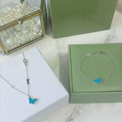 [AURORA]BUTTERFLY TURQUOISE BUTTERFLY BRACELET SILVER