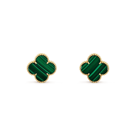 [basloveJW]CLOVER MINI 9,5MM MALACHIT OHRRINGE