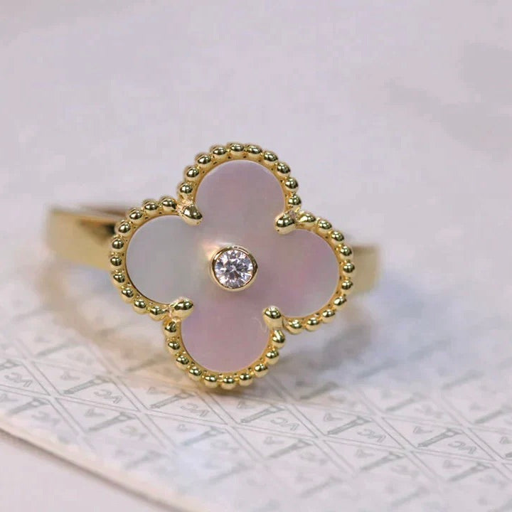 [basloveJW]CLOVER PINK MOP RING GOLD DIAMANT