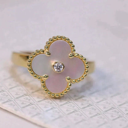 [basloveJW]CLOVER PINK MOP RING GOLD DIAMANT