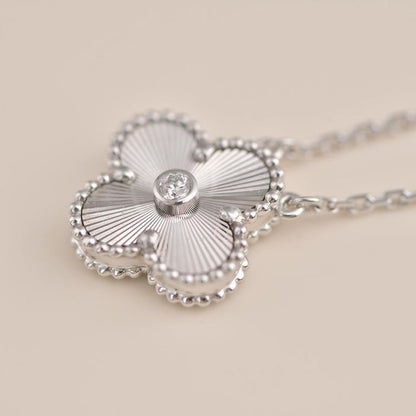 [basloveJW]CLOVER 15MM DIAMANT LASER HALSKETTE SILBER