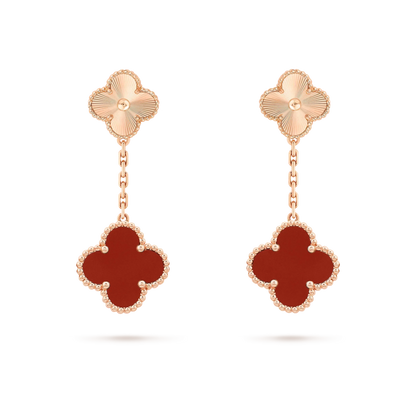 [AURORA]CLOVER 2 MOTIF  LASER CARNELIAN EARRINGS