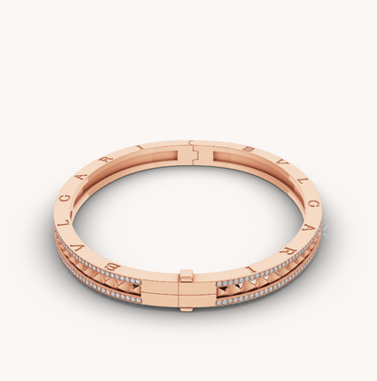 [AURORA]ZERO 1 スパイラル＆パヴェダイヤモンド ピンクゴールドブレスレット
