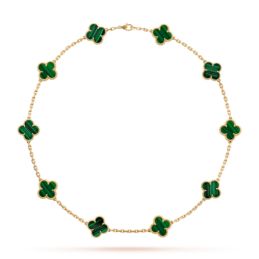 [AURORA]CLOVER 10 MOTIFS MALACHITE NECKLACE