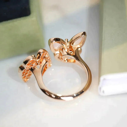 [basloveJW]ZWILLINGS-DIAMANT-MOP-RING MIT SCHMETTERLING