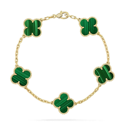 [AURORA]CLOVER 5 MOTIFS MALACHITE BRACELET