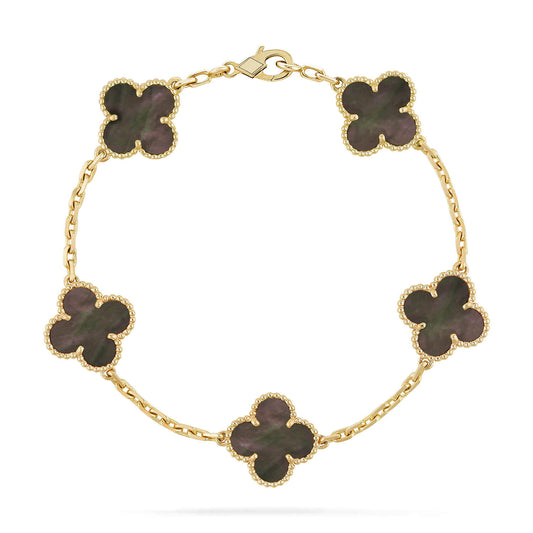 [AURORA]CLOVER 5 MOTIF GRAY MOP  BRACELET
