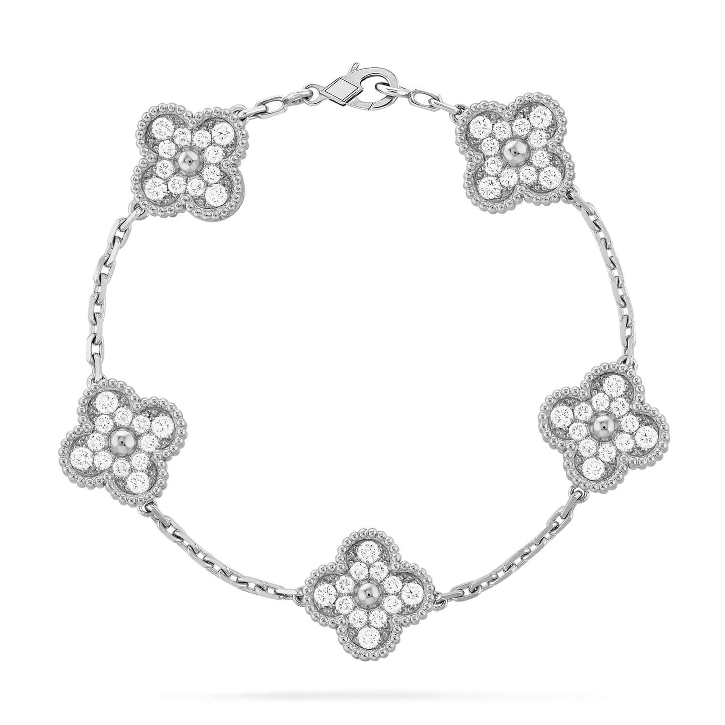 [basloveJW]CLOVER 5 MOTIFS DIAMANT ARMBAND SILBER