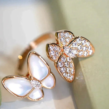 [basloveJW]ZWILLINGS-DIAMANT-MOP-RING MIT SCHMETTERLING