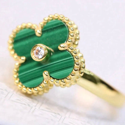 [basloveJW]CLOVER MALACHIT RING GOLD DIAMANT