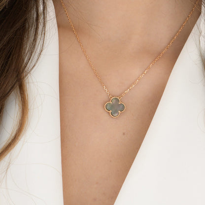 [AURORA]CLOVER 15MM  GRAY MOTHER OF PEARL NECKLACE