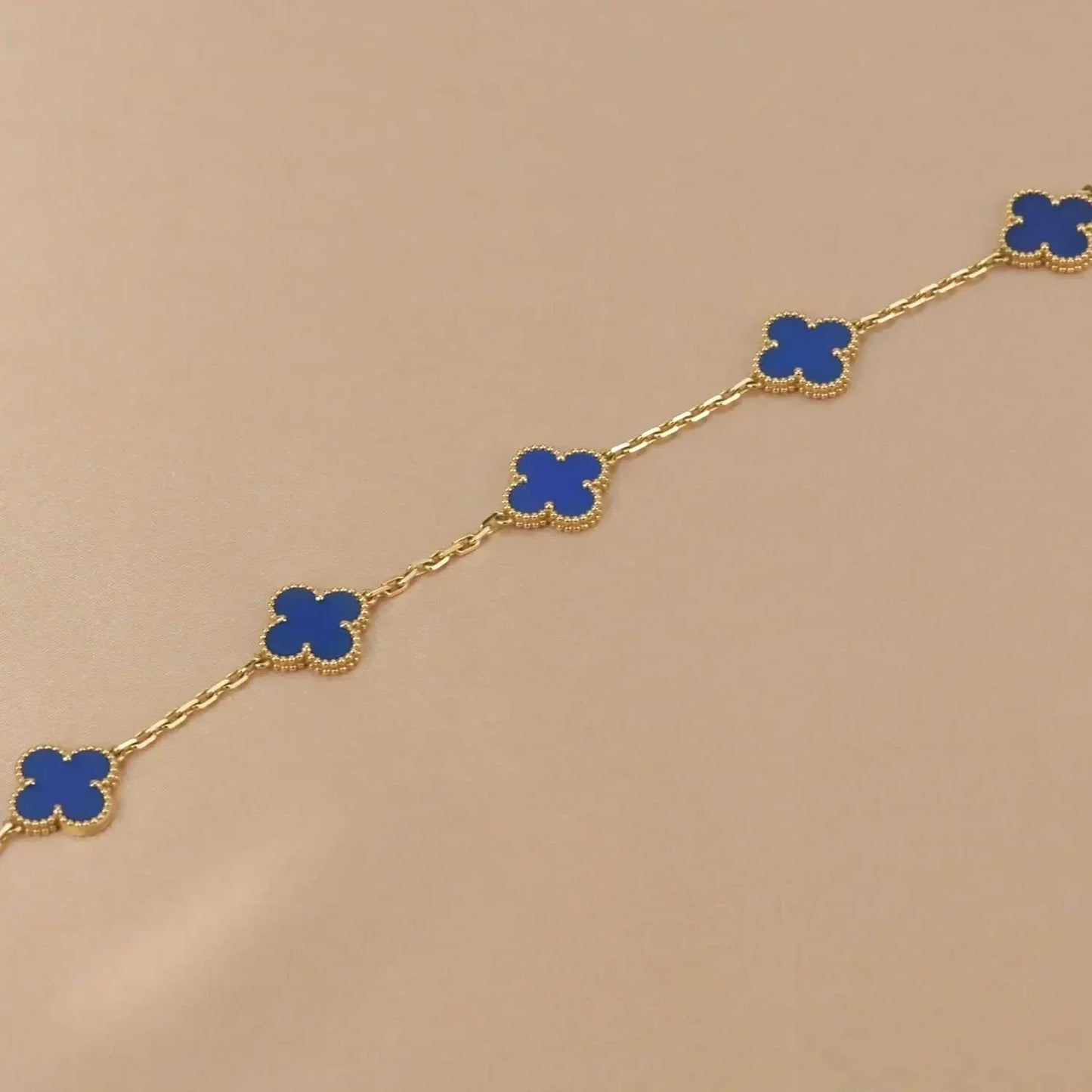 [basloveJW]CLOVER 5 MOTIVE BLAUER ACHATARMBAND