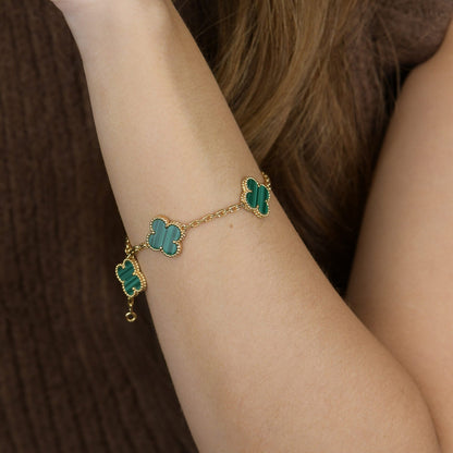 [basloveJW]CLOVER 5 MOTIFS MALACHIT ARMBAND 