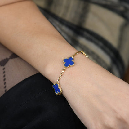 [basloveJW]CLOVER 5 MOTIVE BLAUER ACHATARMBAND
