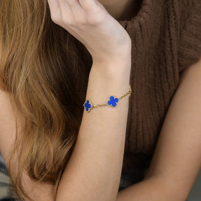 [basloveJW]CLOVER 5 MOTIVE BLAUER ACHATARMBAND