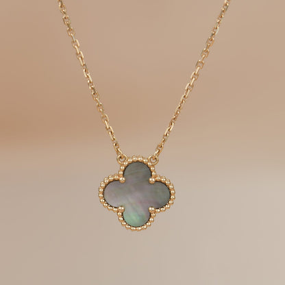 [AURORA]CLOVER 15MM  GRAY MOTHER OF PEARL NECKLACE