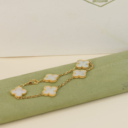 [AURORA]CLOVER  5 MOTIF WHITE MOP BRACELET