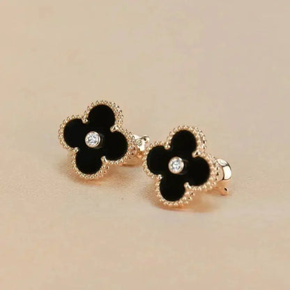 [basloveJW]CLOVER MEDIUM 1 MOTIFS ONYX DIAMOND OHRRINGE