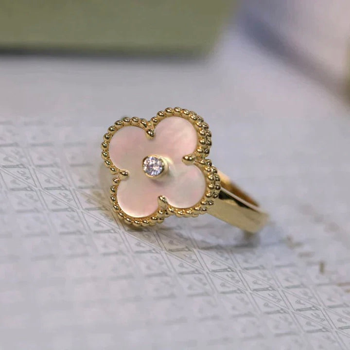 [basloveJW]CLOVER PINK MOP RING GOLD DIAMANT