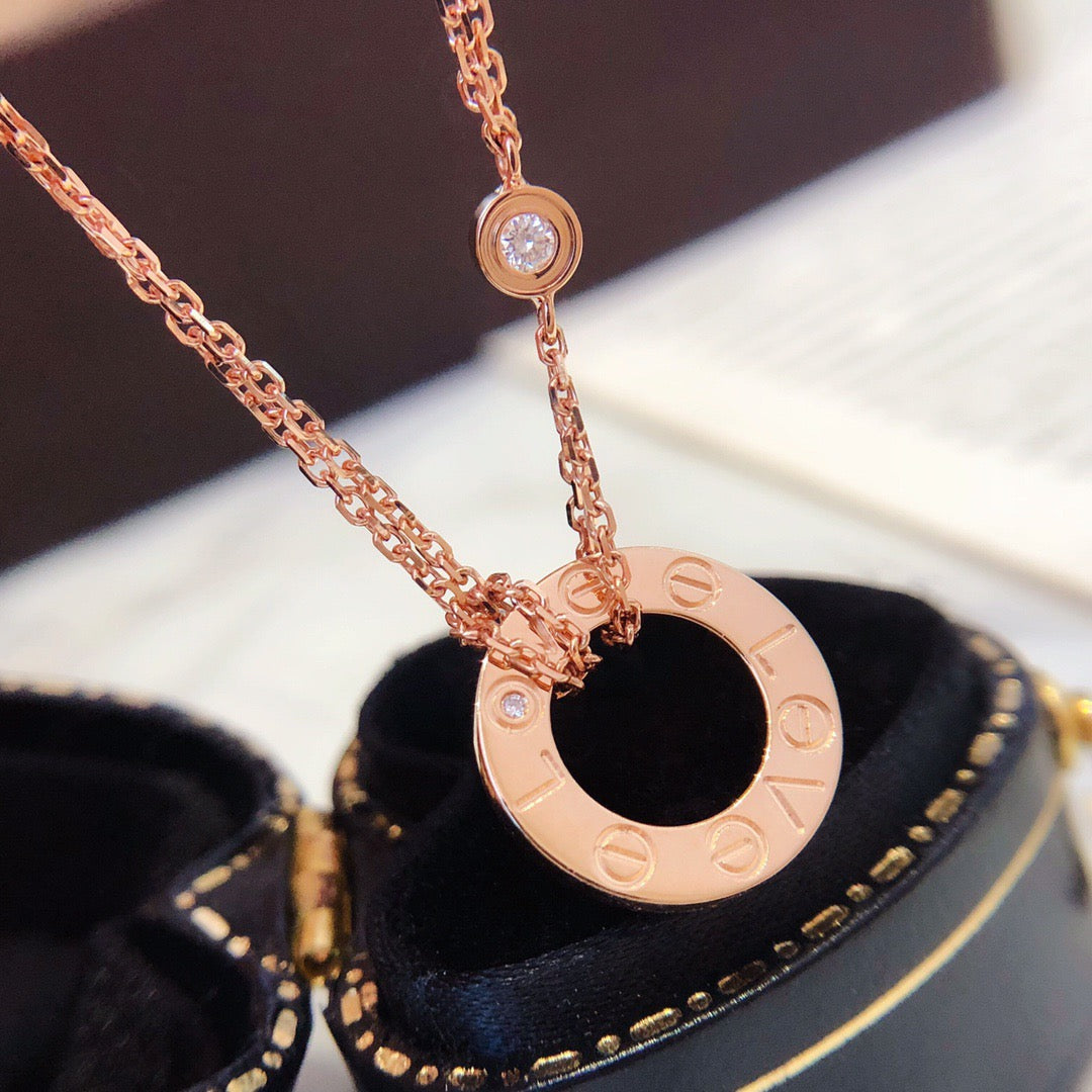 [AURORA]LOVE NECKLACE 16MM 2 DIAMONDS