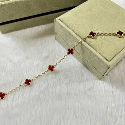 [AURORA]CLOVER 6 MOTIF RED AGATE BRACELET