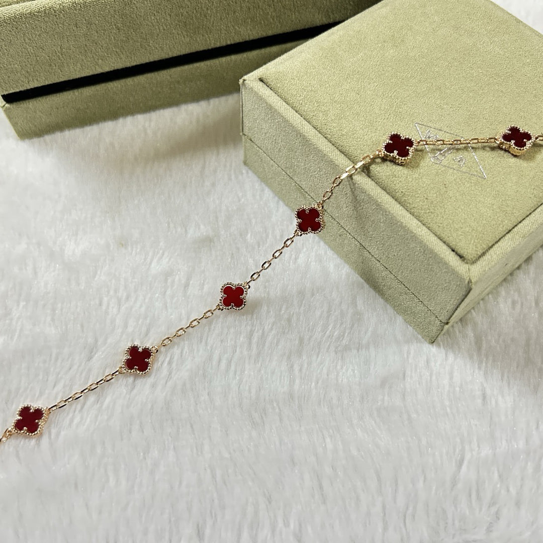 [AURORA]CLOVER 6 MOTIF RED AGATE BRACELET